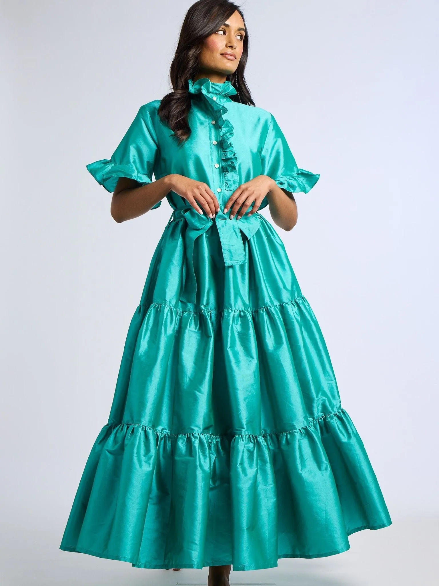 Victoria Dress in Atlantic Taffeta classic mood