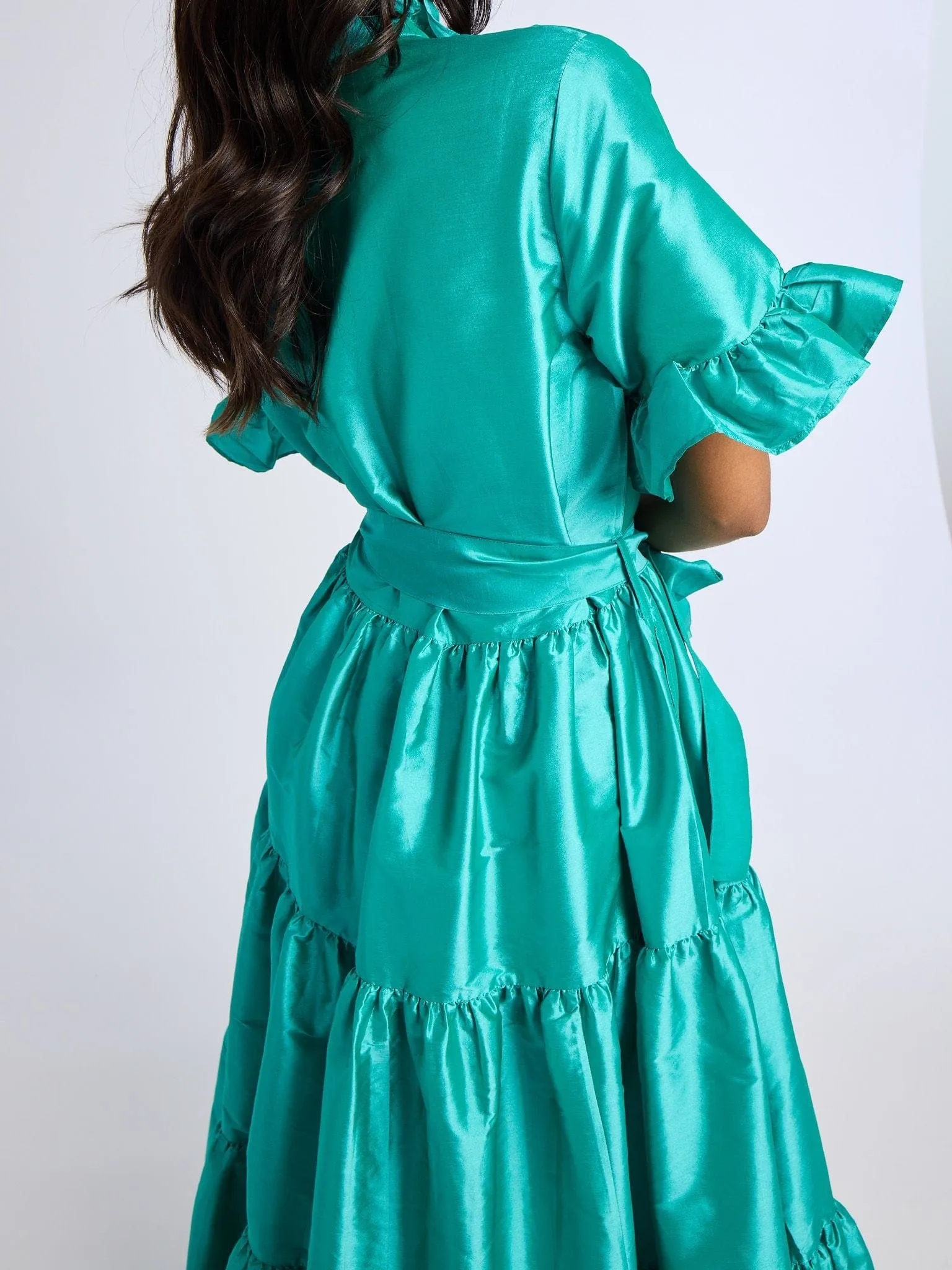 Victoria Dress in Atlantic Taffeta sun ready