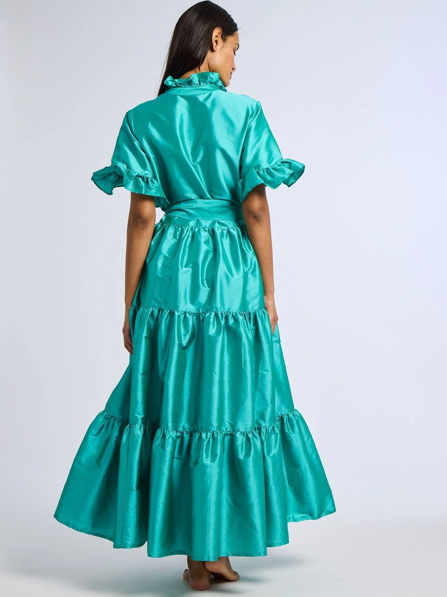 Victoria Dress in Atlantic Taffeta neutral tone