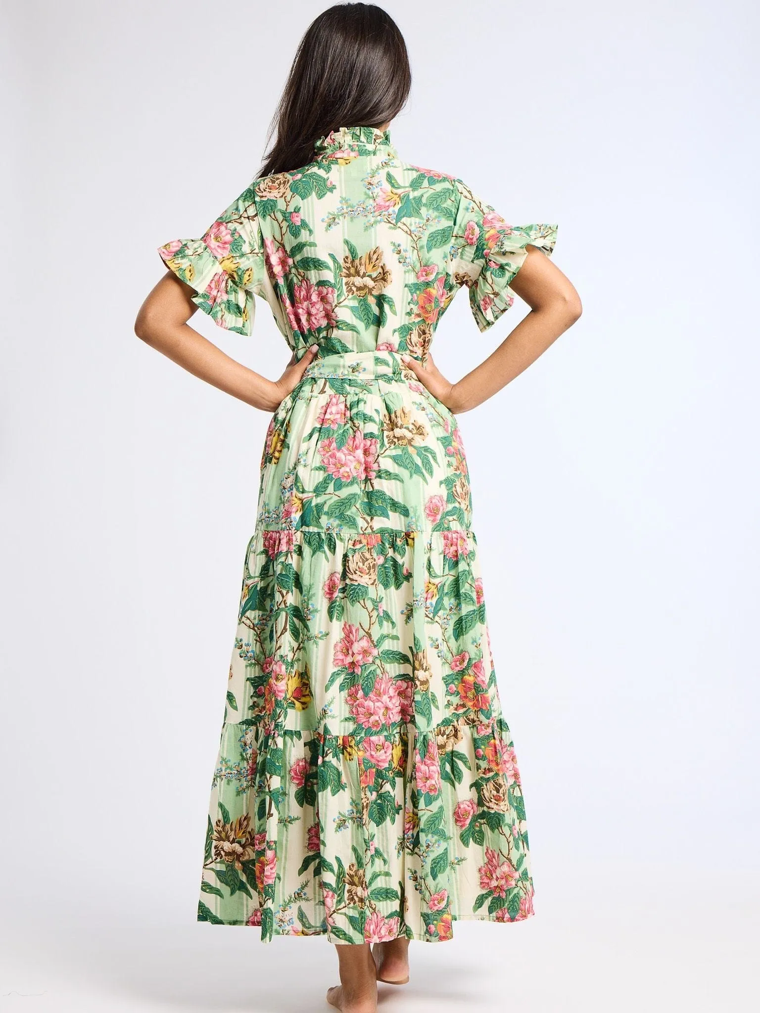 Victoria Dress in Garden Stripe modern twist