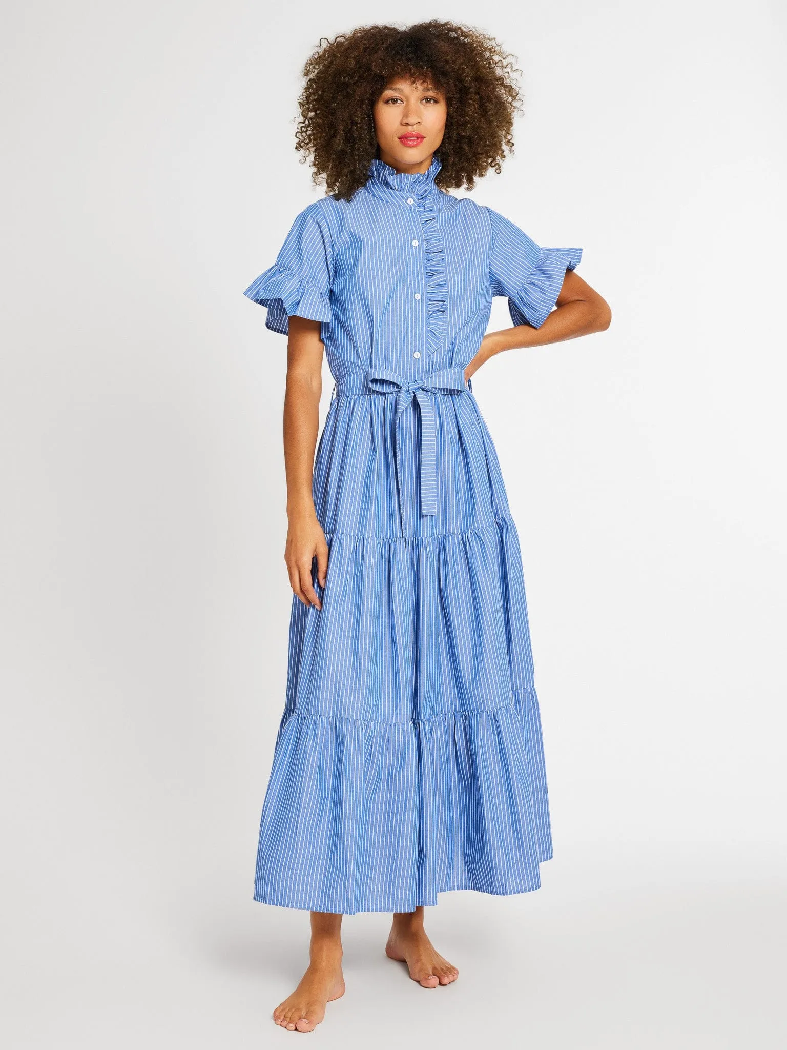 Victoria Dress in Harbor Stripe coastal look