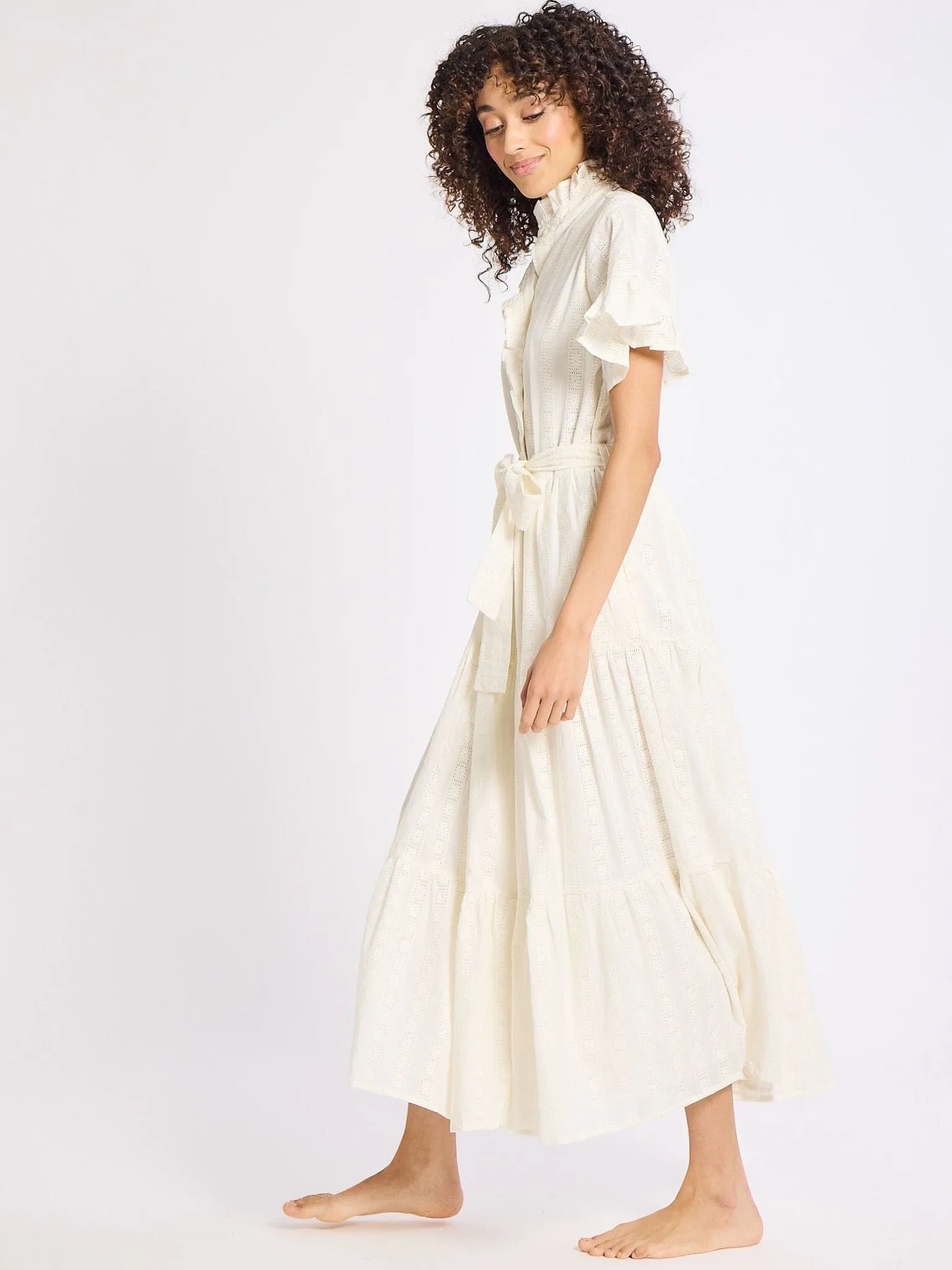 Victoria Dress in Ivory Eyelet soft glam