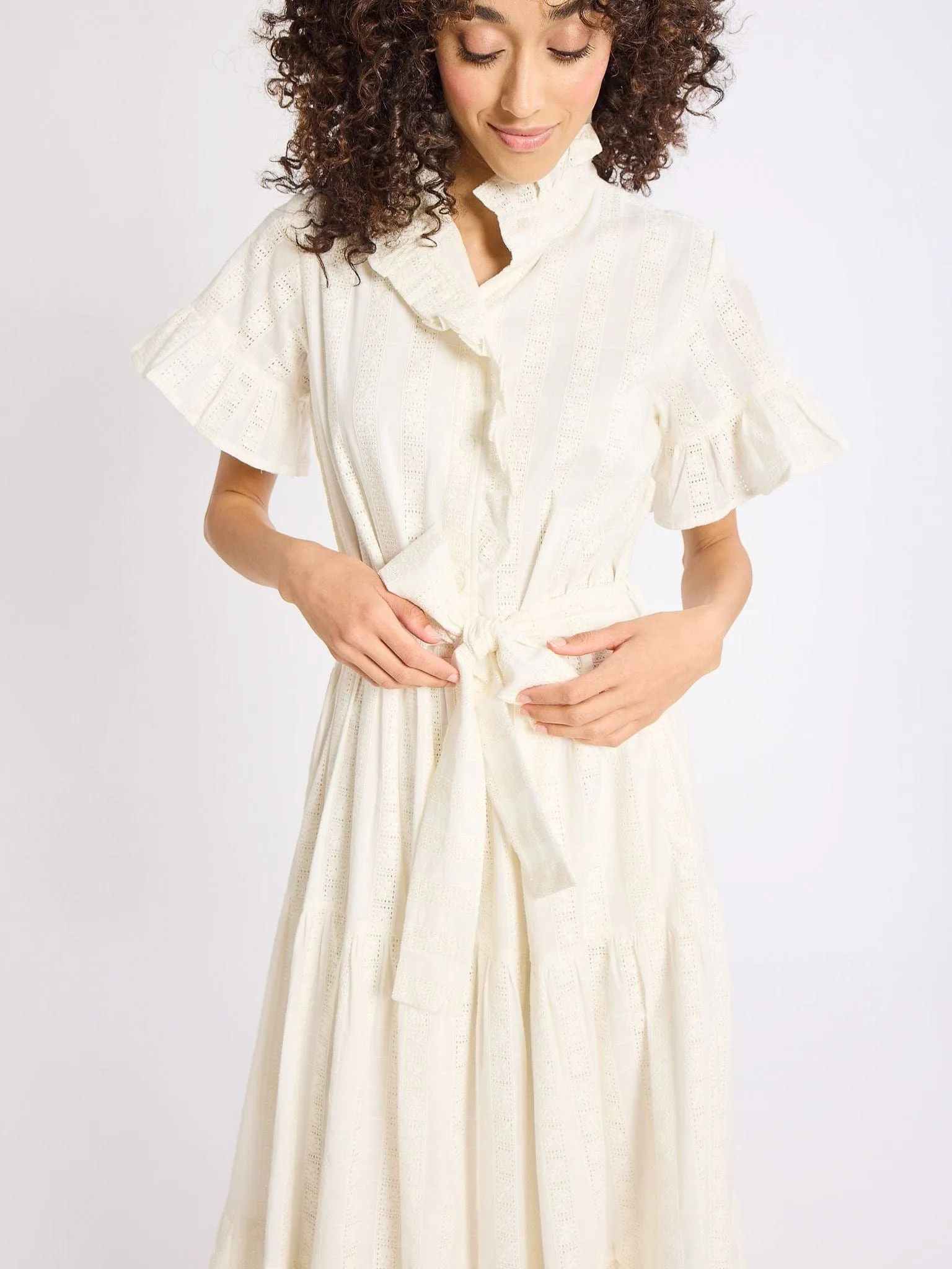 Victoria Dress in Ivory Eyelet harmony vibe