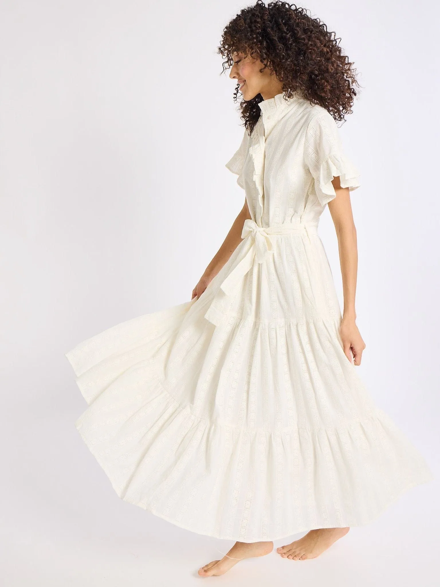 Victoria Dress in Ivory Eyelet party chic