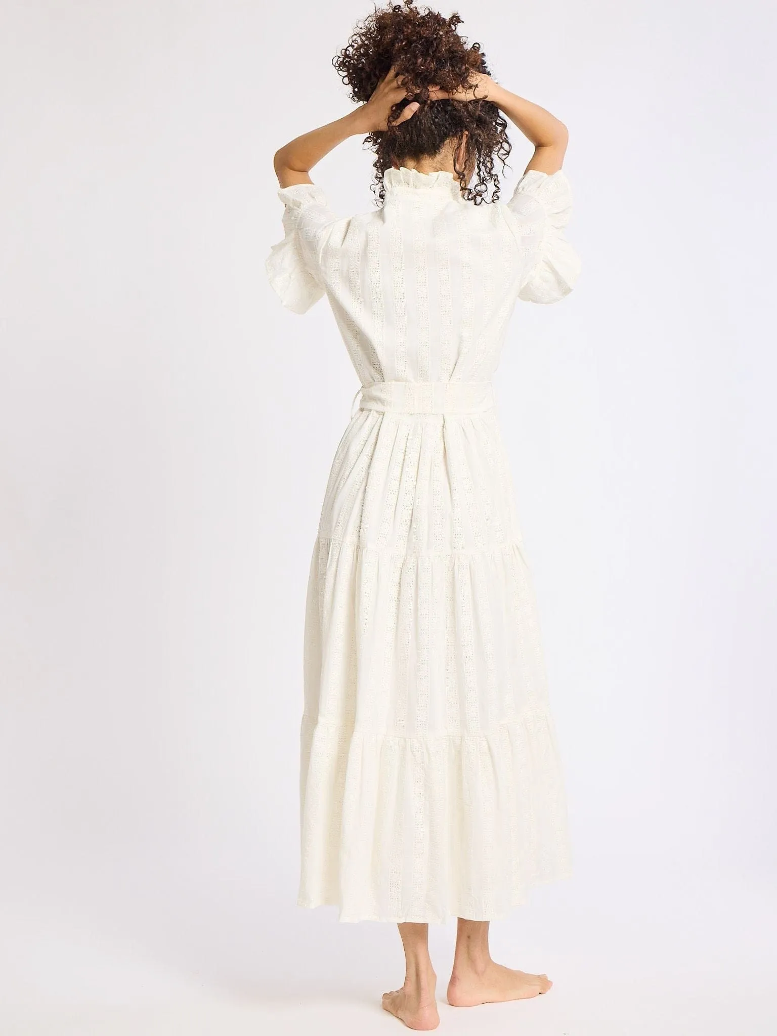 Victoria Dress in Ivory Eyelet evening glam