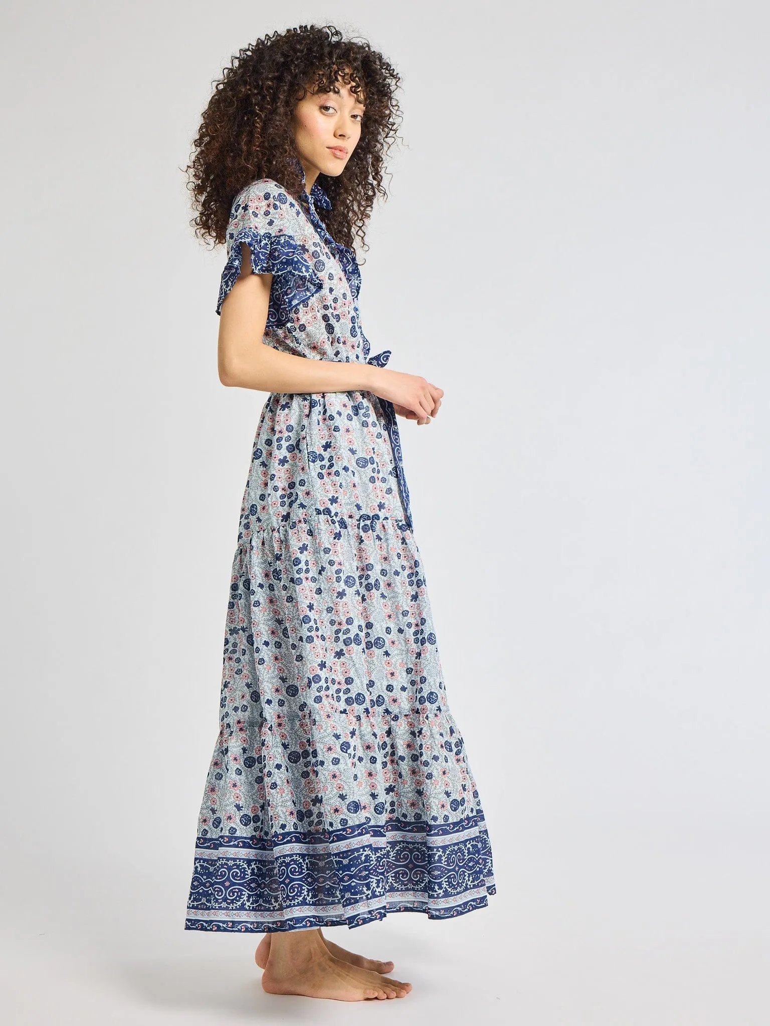 Victoria Dress in Navy Floral muted glam
