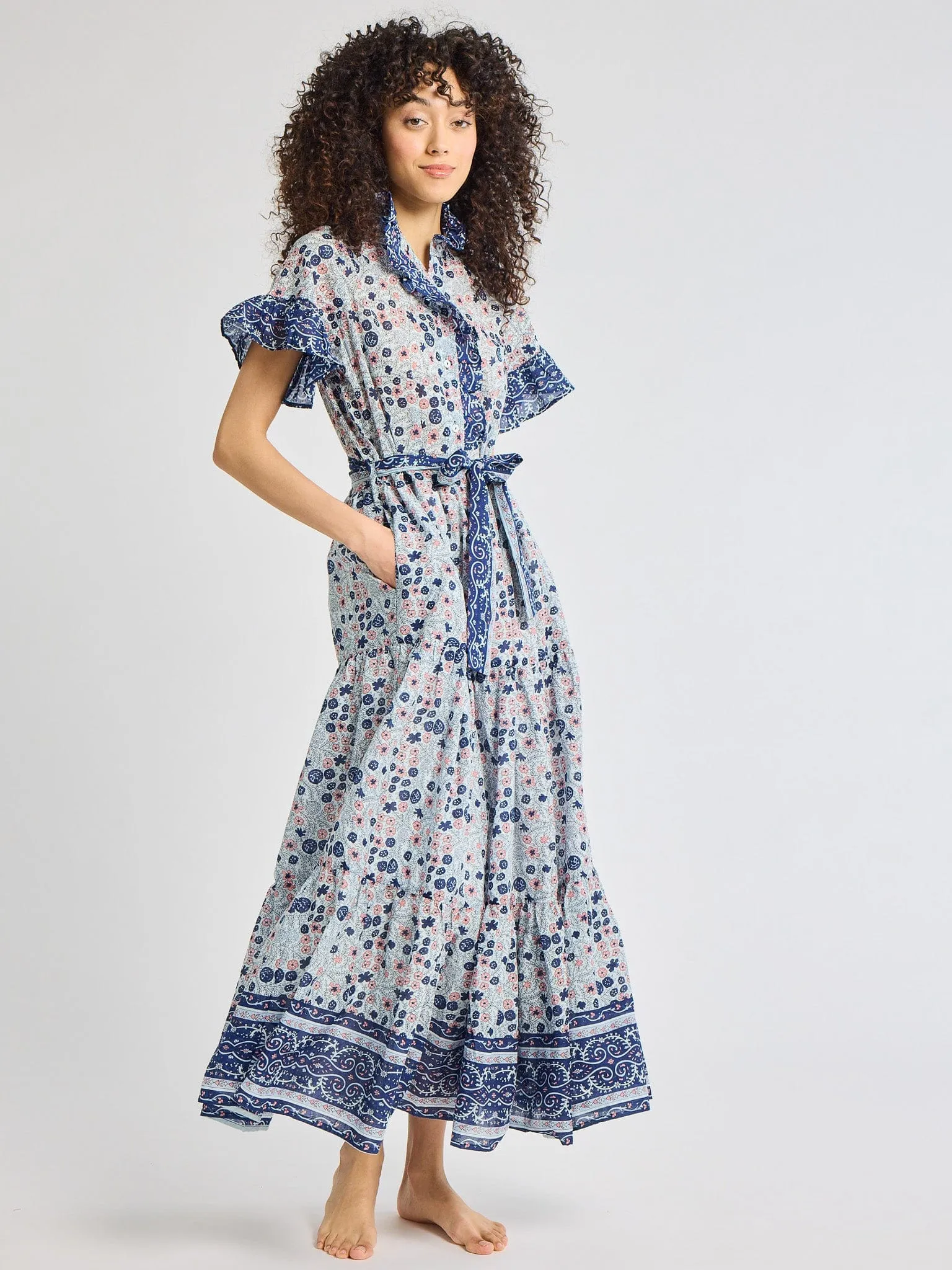 Victoria Dress in Navy Floral sleek edge