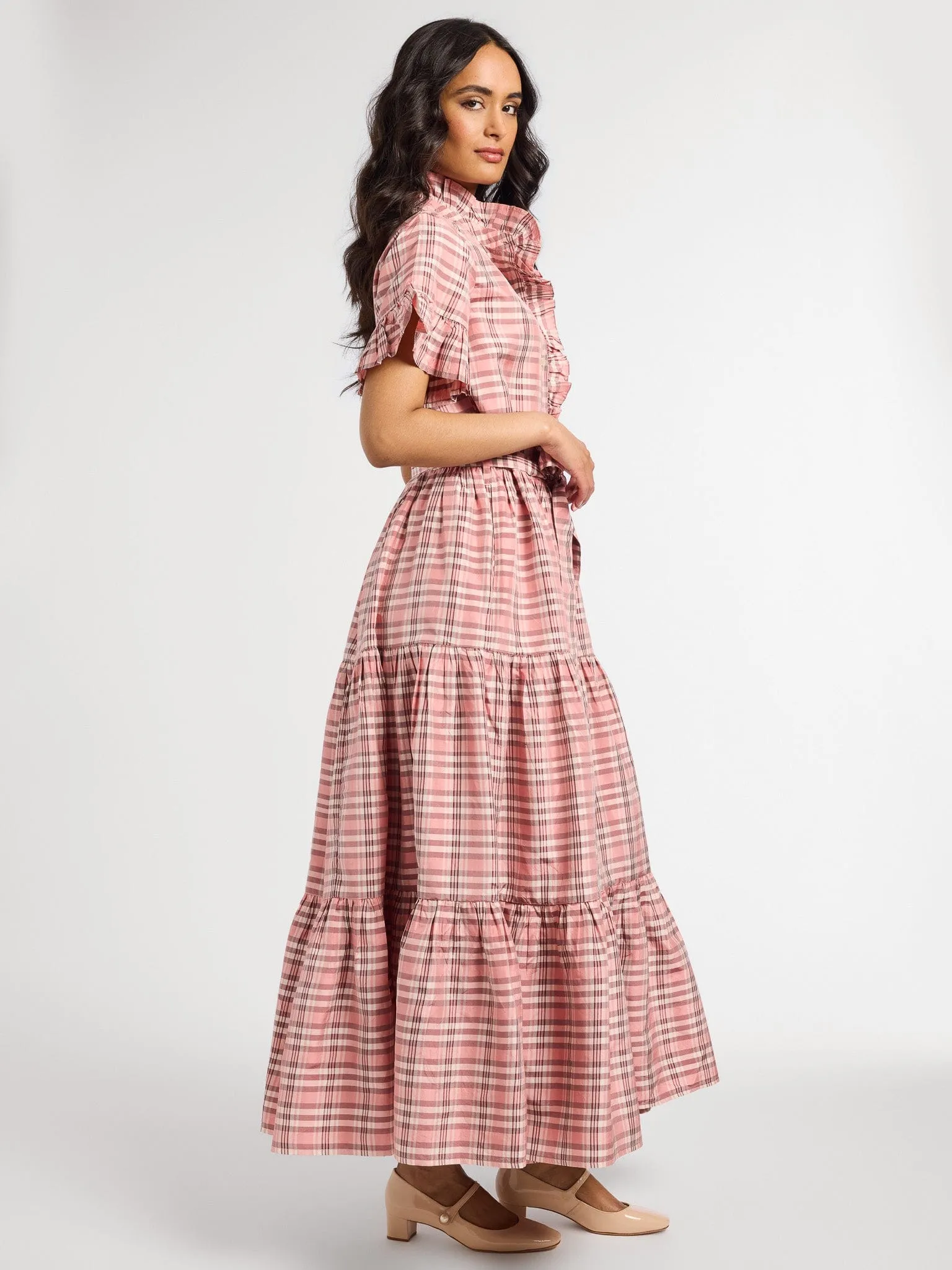 Victoria Dress in Sugarplum Taffeta garden vibe