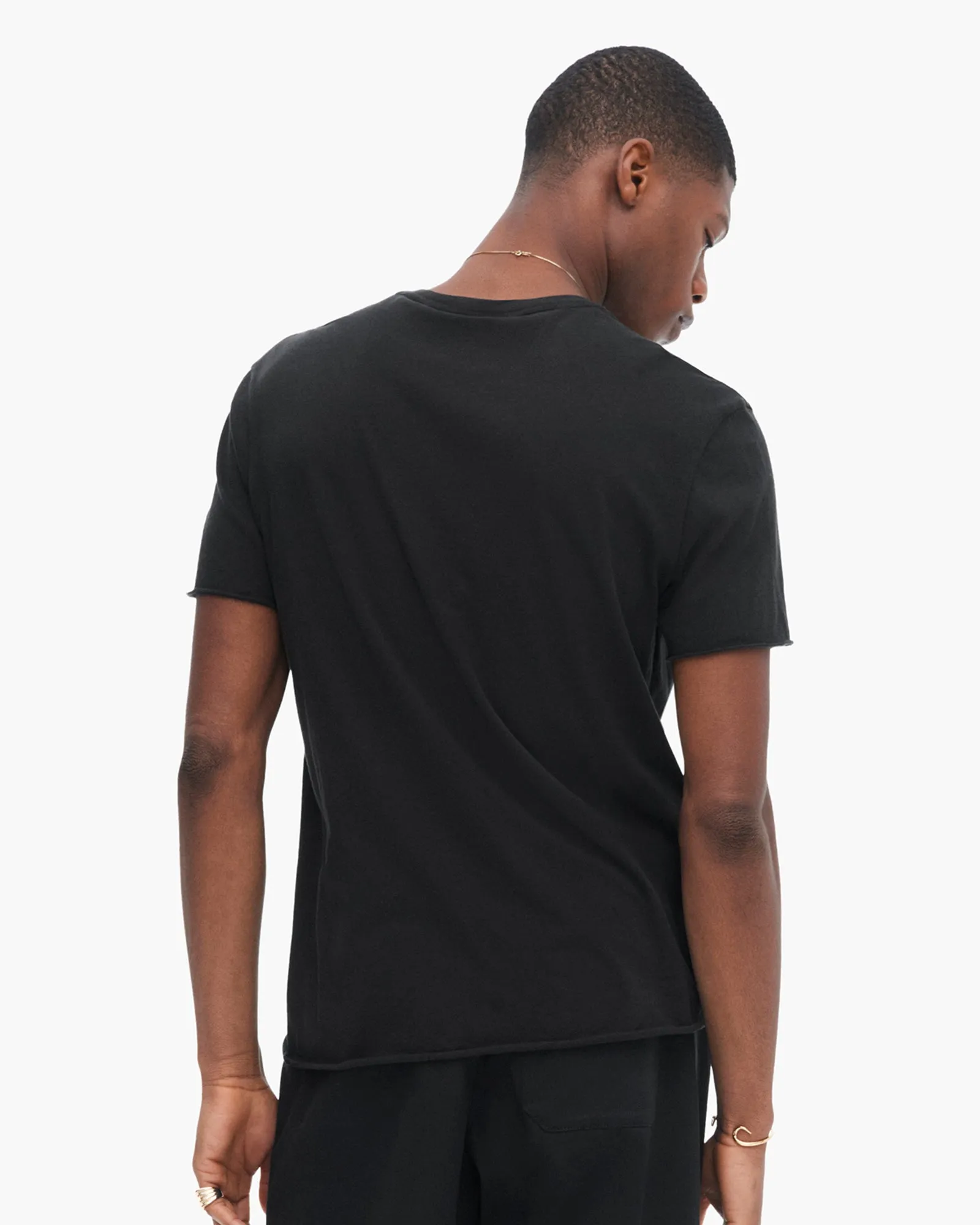 Vintage Jersey Cut Off Short Sleeve Crew Neck Tee - Black comfort first
