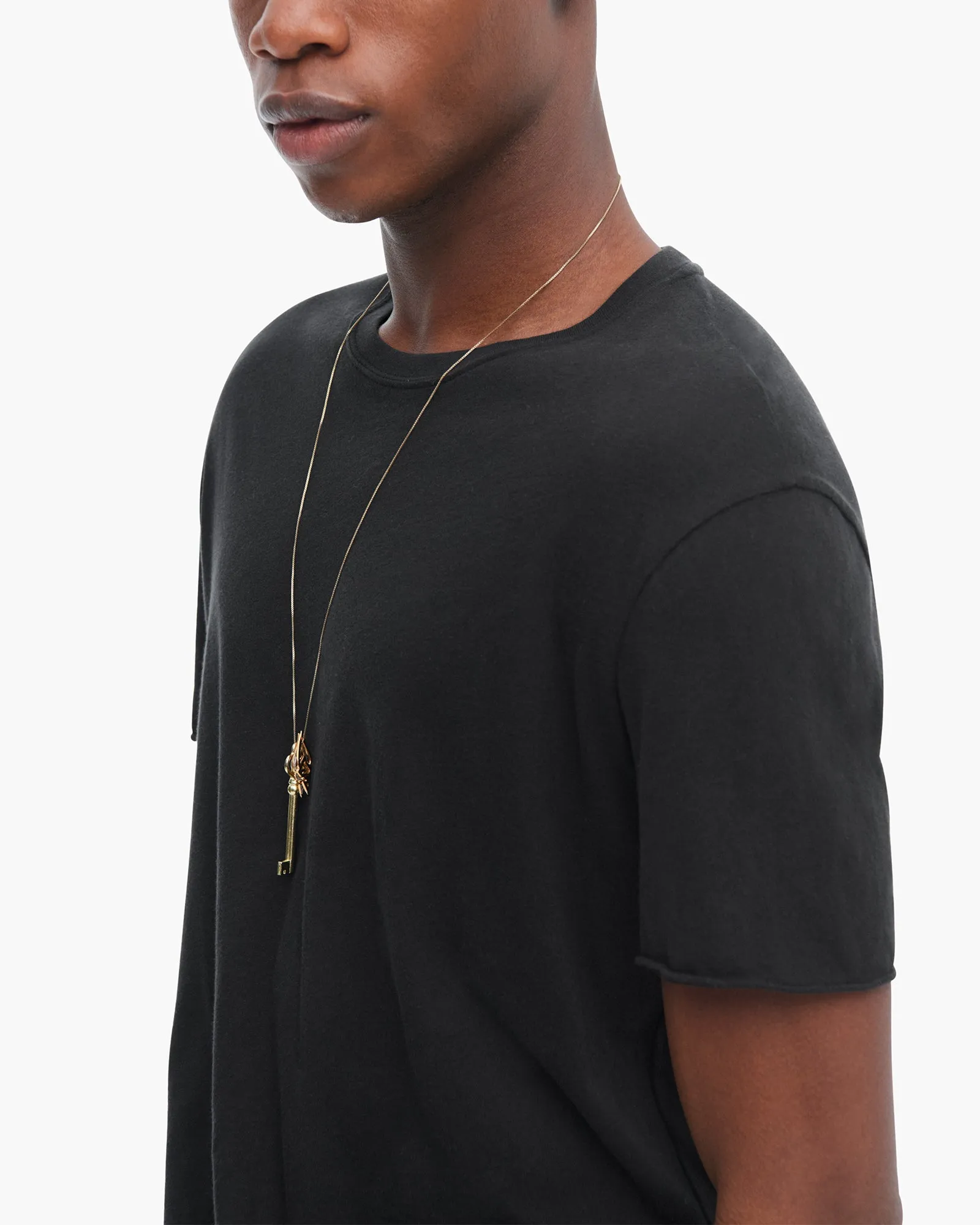 Vintage Jersey Cut Off Short Sleeve Crew Neck Tee - Black relax mode