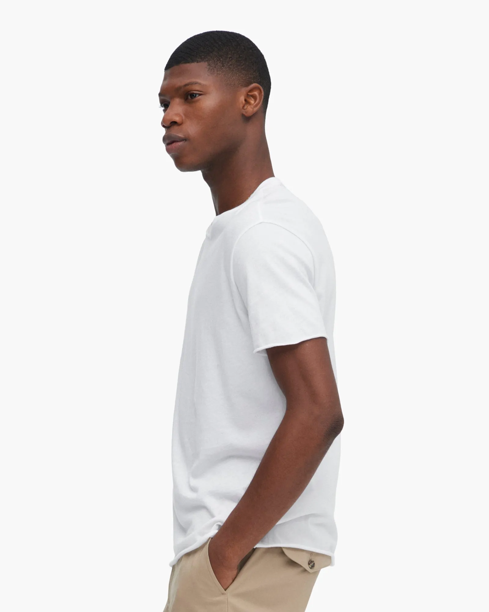 Vintage Jersey Cut Off Short Sleeve Crew Neck Tee - White spring fresh