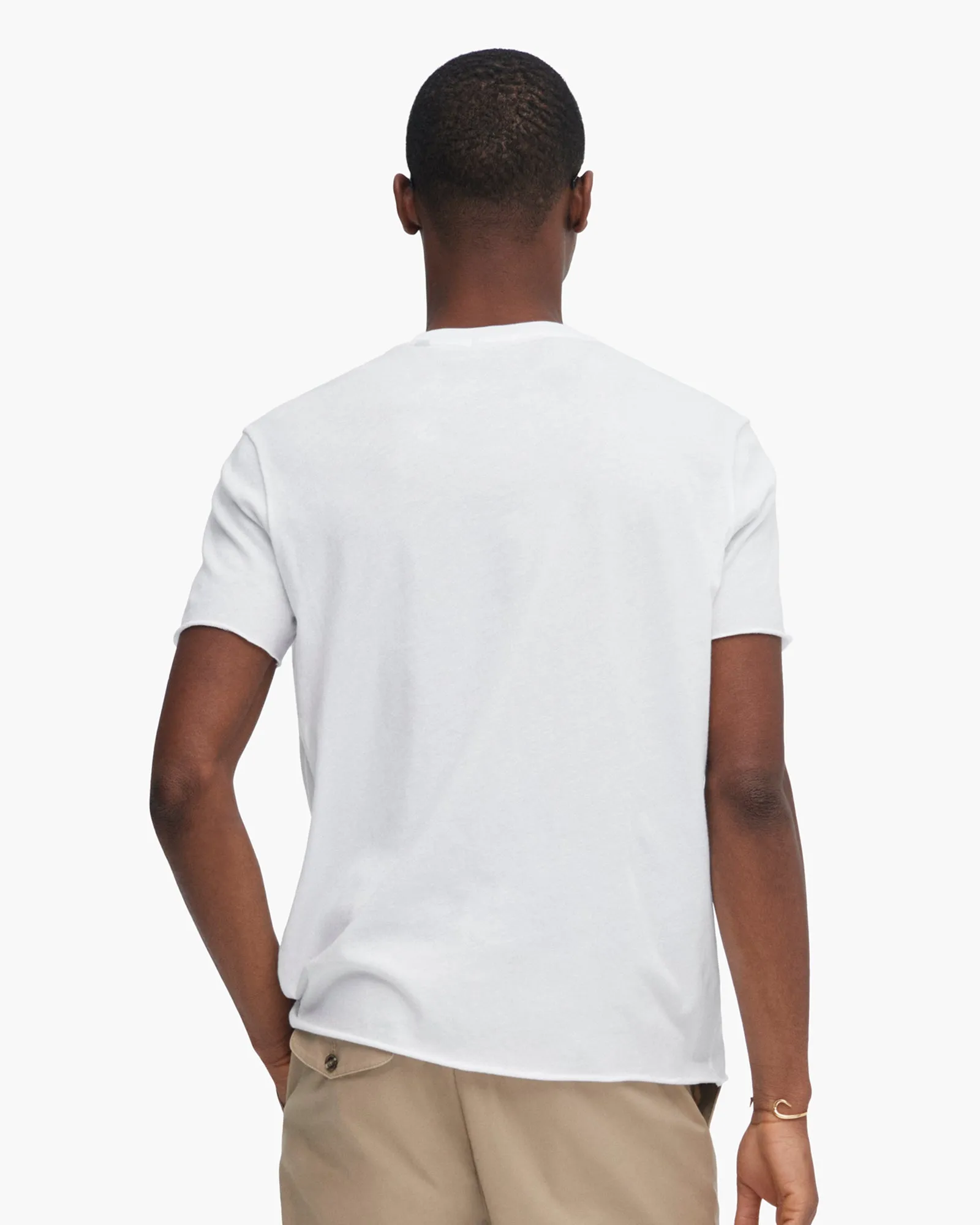 Vintage Jersey Cut Off Short Sleeve Crew Neck Tee - White modern look