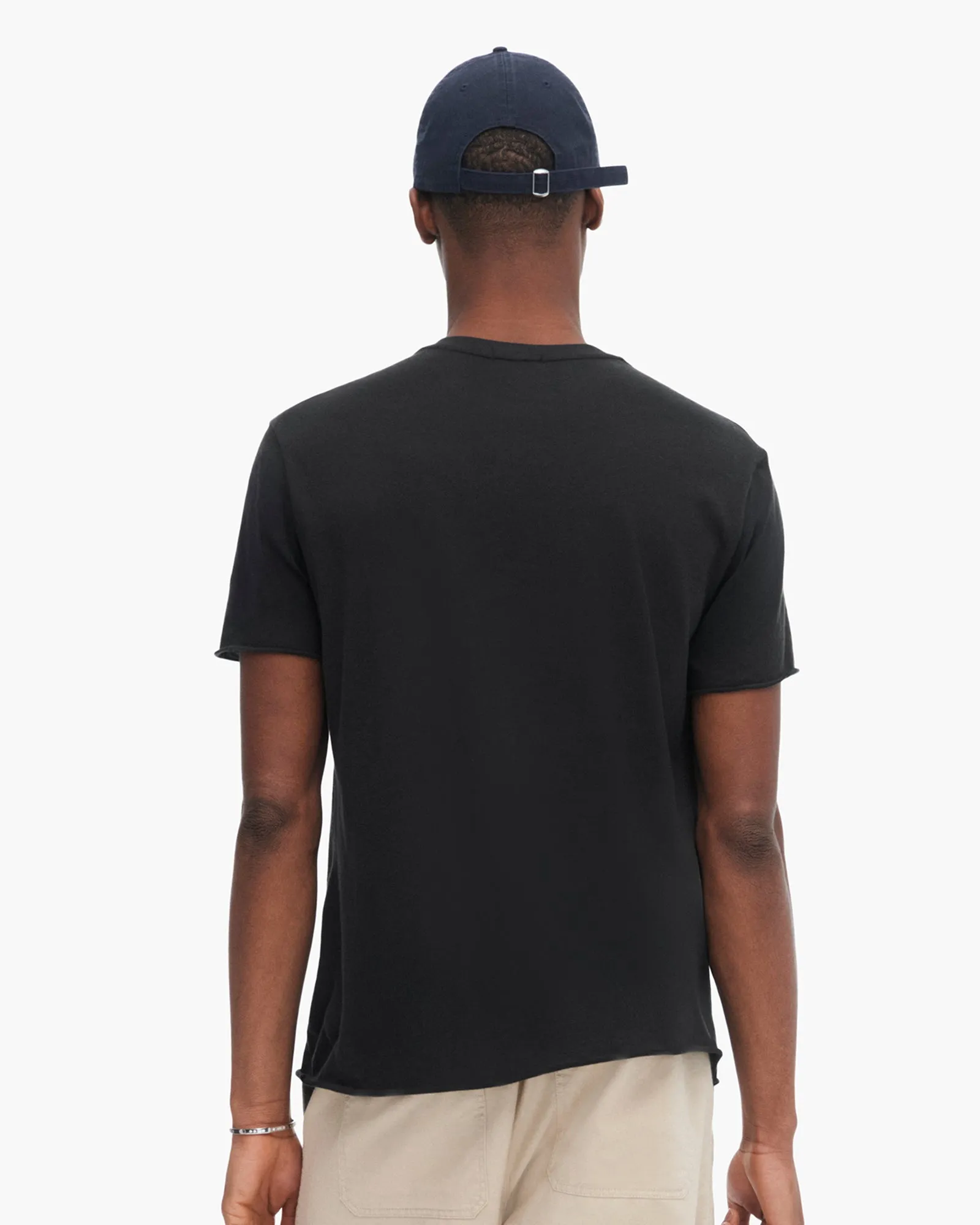 Vintage Jersey Cut Off Short Sleeve V-Neck Tee - Black fashion essential