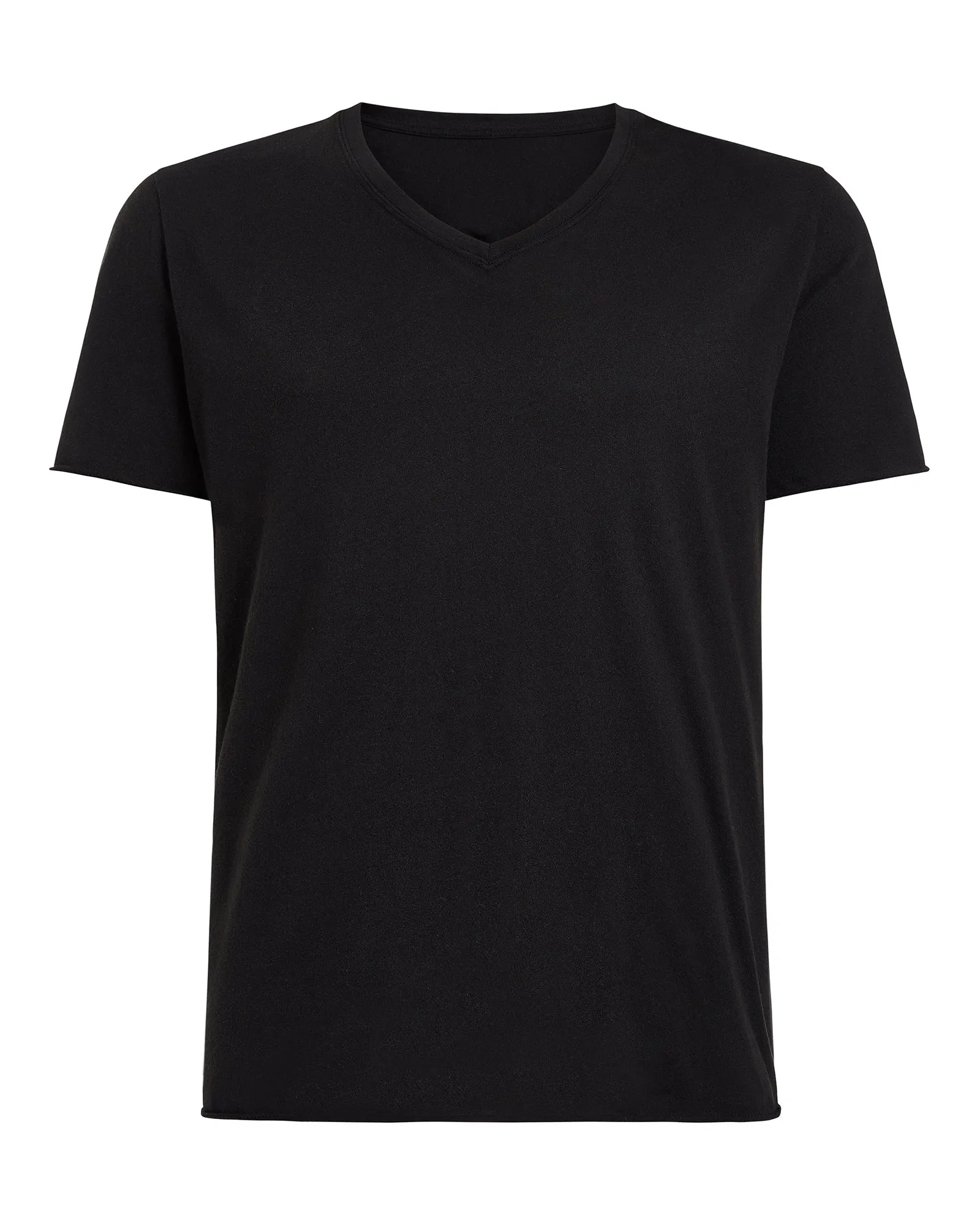 Vintage Jersey Cut Off Short Sleeve V-Neck Tee - Black lightweight feel