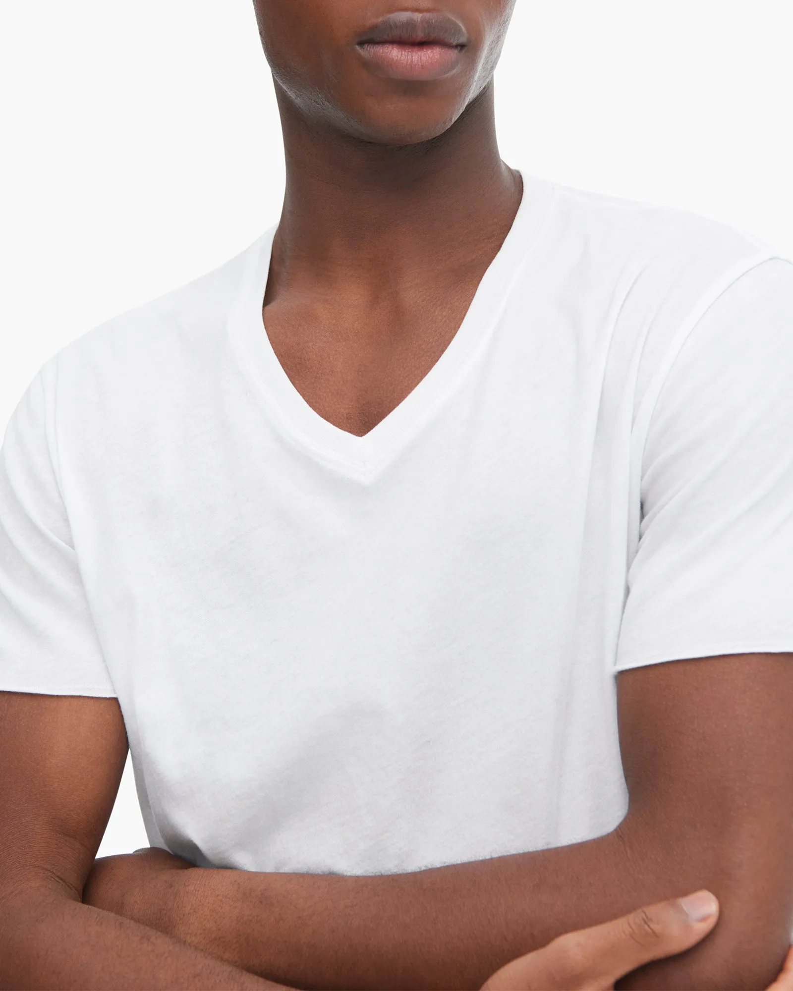 Vintage Jersey Cut Off Short Sleeve V-Neck Tee - White weekend look