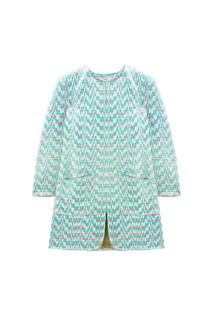Walking Coat - Aqua Channels Brocade daily layer