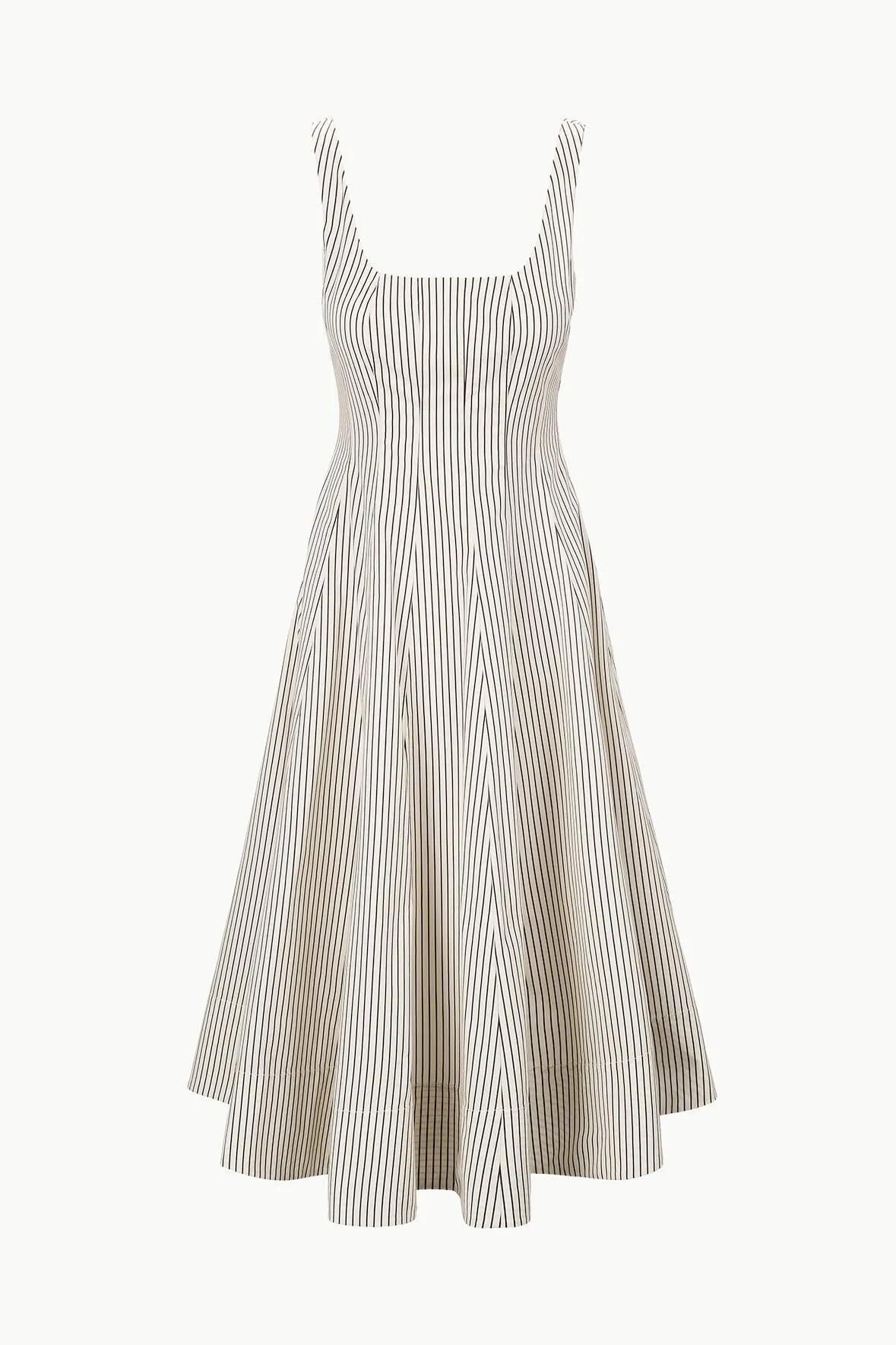 WELLS DRESS | IVORY DARK OAK MICRO STRIPE easy layers