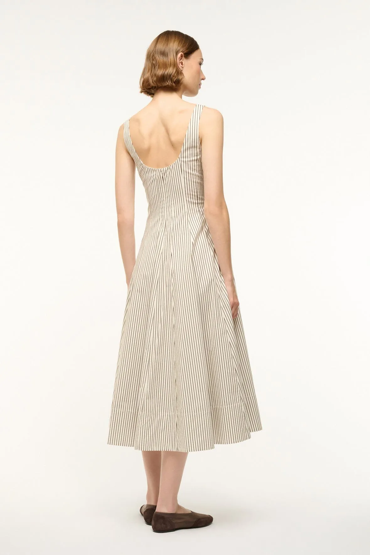 WELLS DRESS | IVORY DARK OAK MICRO STRIPE modern beauty