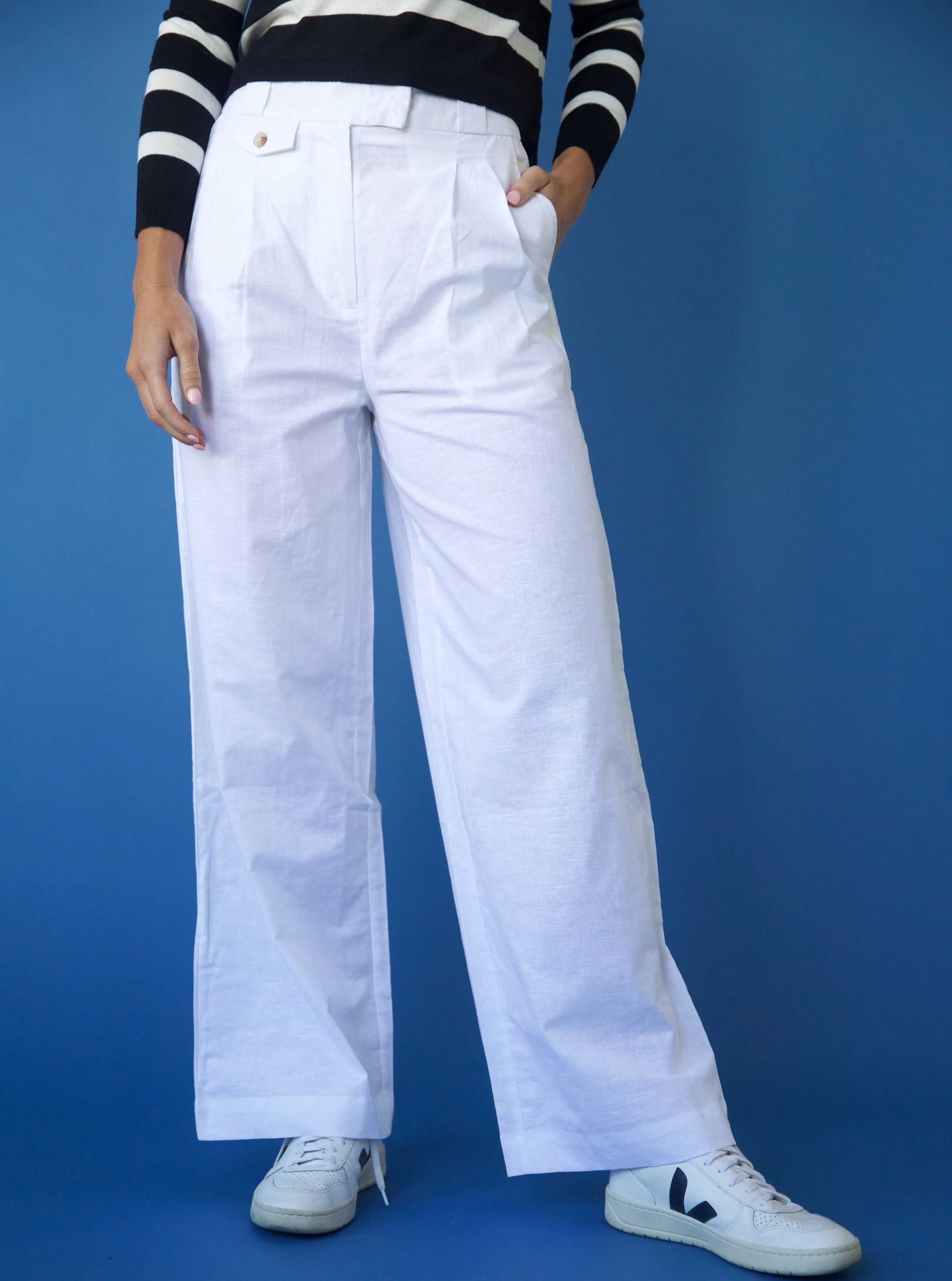 White Linen Trouser elastic good