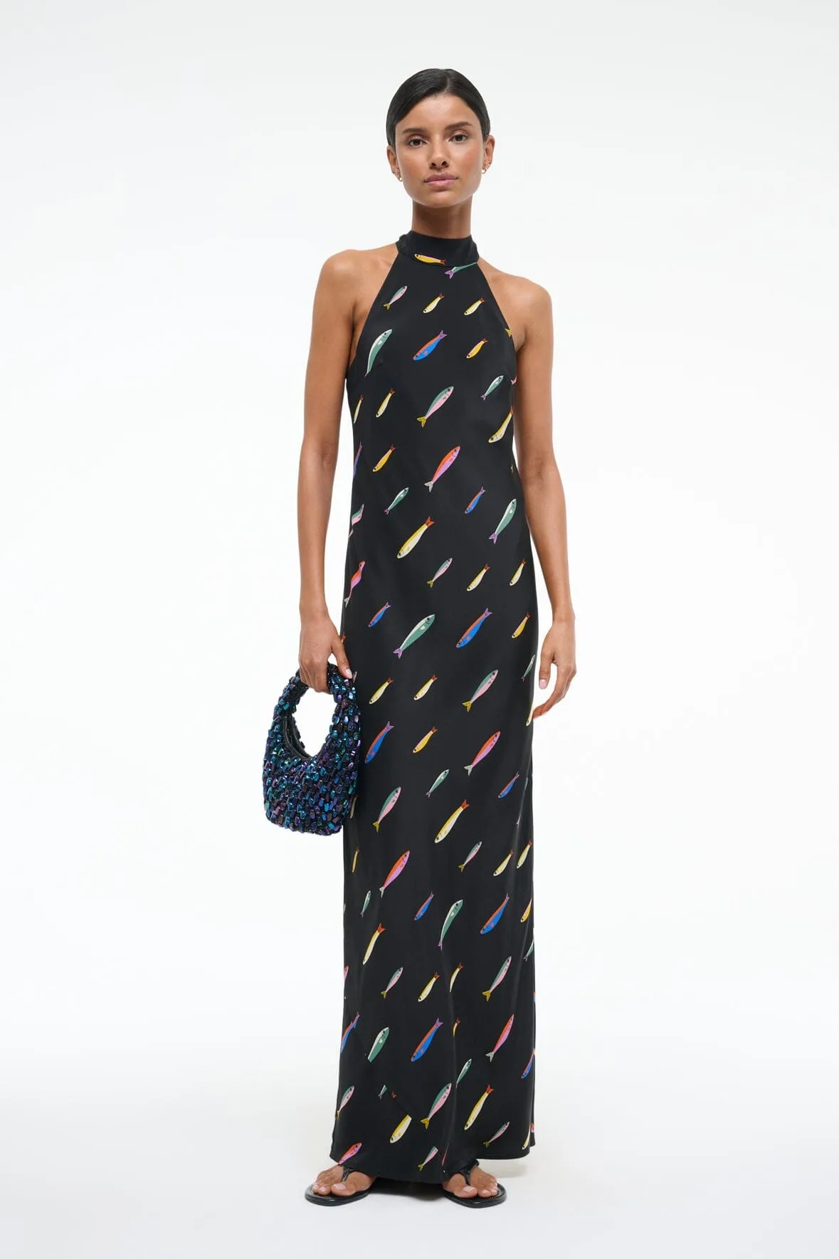 WINNIE SILK DRESS | POP SARDINES BLACK gentle style