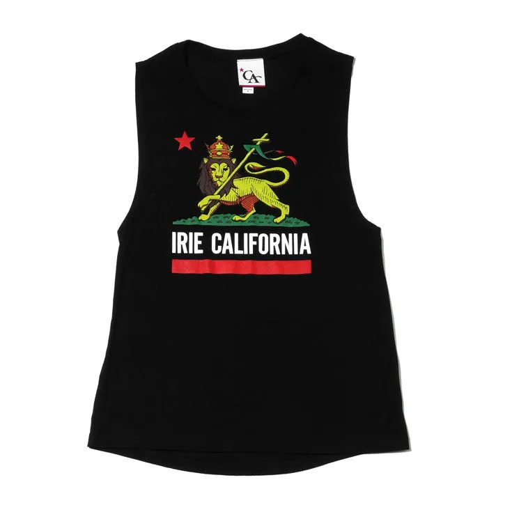 Womens Cali Lion Tank Top Black bold fit