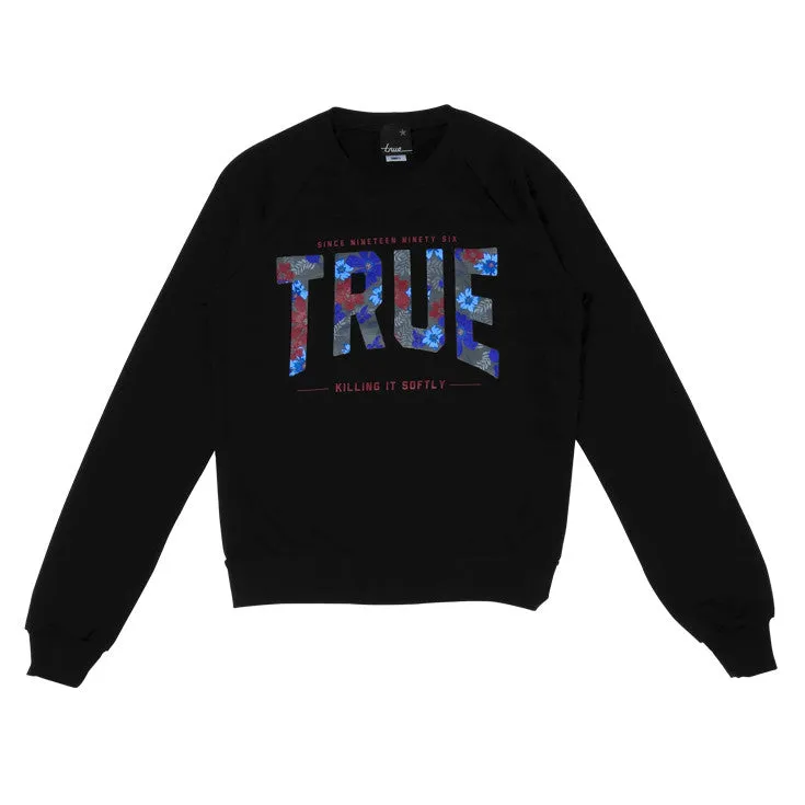 Womens True Floral 2 Crewneck Sweatshirt Black Chill gear