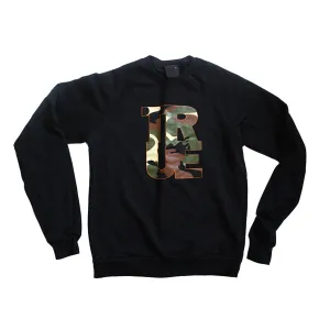 Womens True Logo Camo Crewneck Sweatshirt Black Music fest
