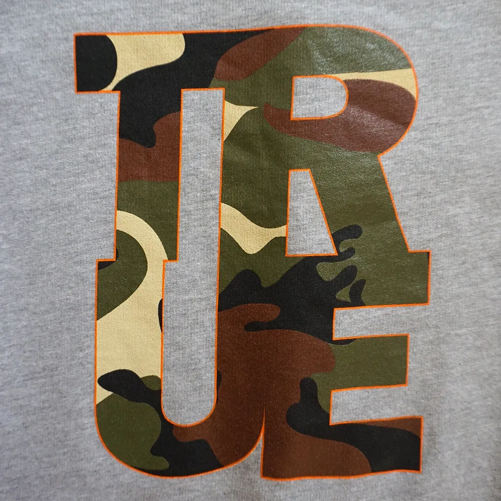 Womens True Logo Camo Crewneck Sweatshirt Heather Grey Utility mood
