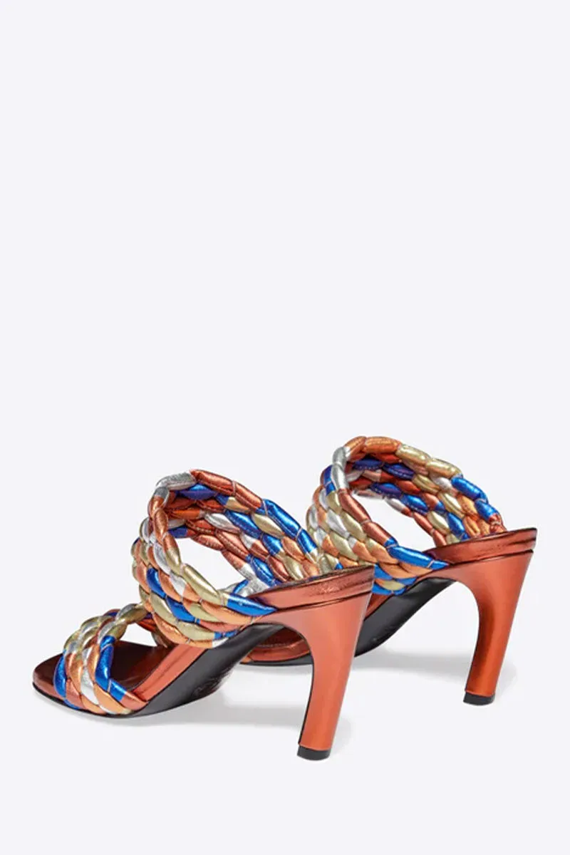 Woven Metallic Mules breathable sole