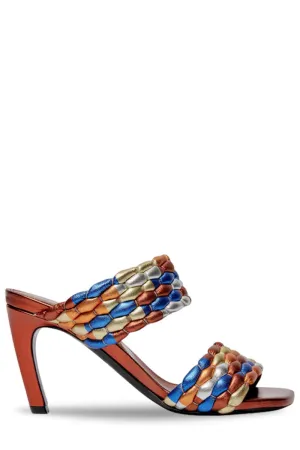 Woven Metallic Mules sophisticated tone