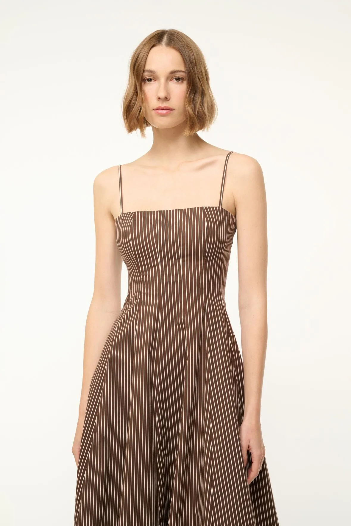 WYLIE DRESS | DARK OAK MICRO STRIPE morning pick