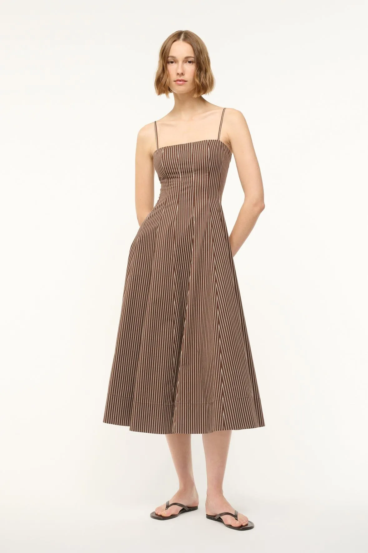 WYLIE DRESS | DARK OAK MICRO STRIPE comfy mode