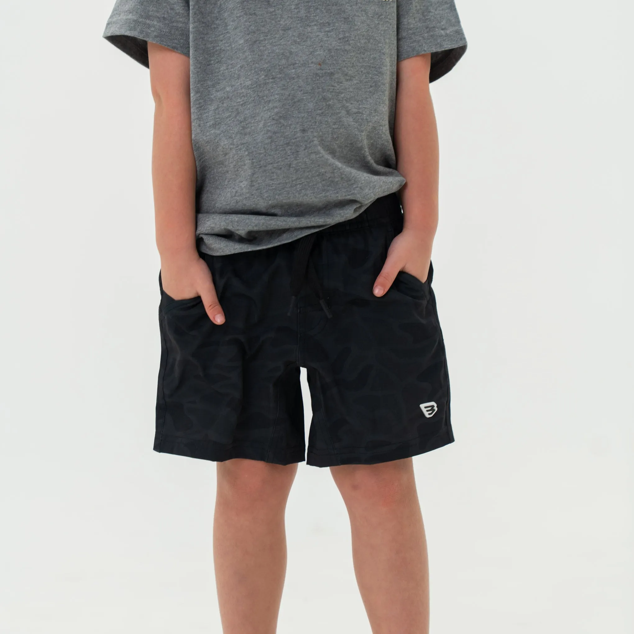 Youth Athletic Short - Black Camo couple style