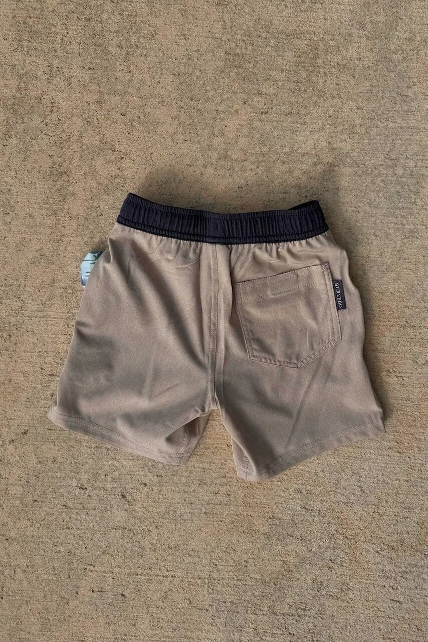 Youth Athletic Short - Heather Khaki - Palm Tree Liner outdoor charm