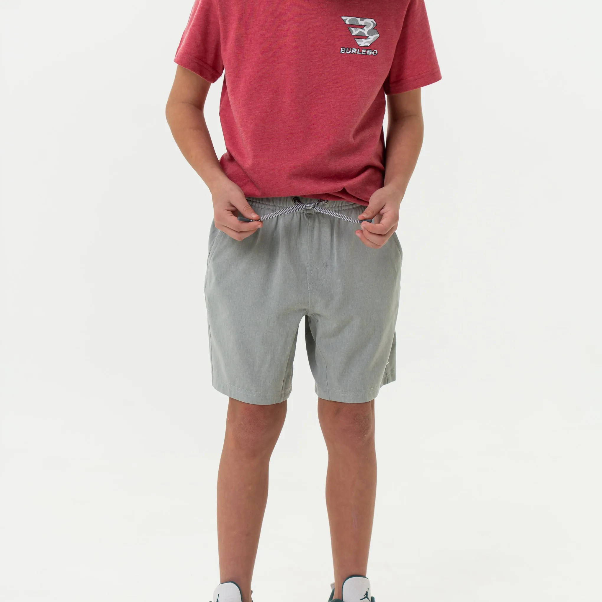 Youth Athletic Short - Light Grey - Grey Aztec elastic fabric