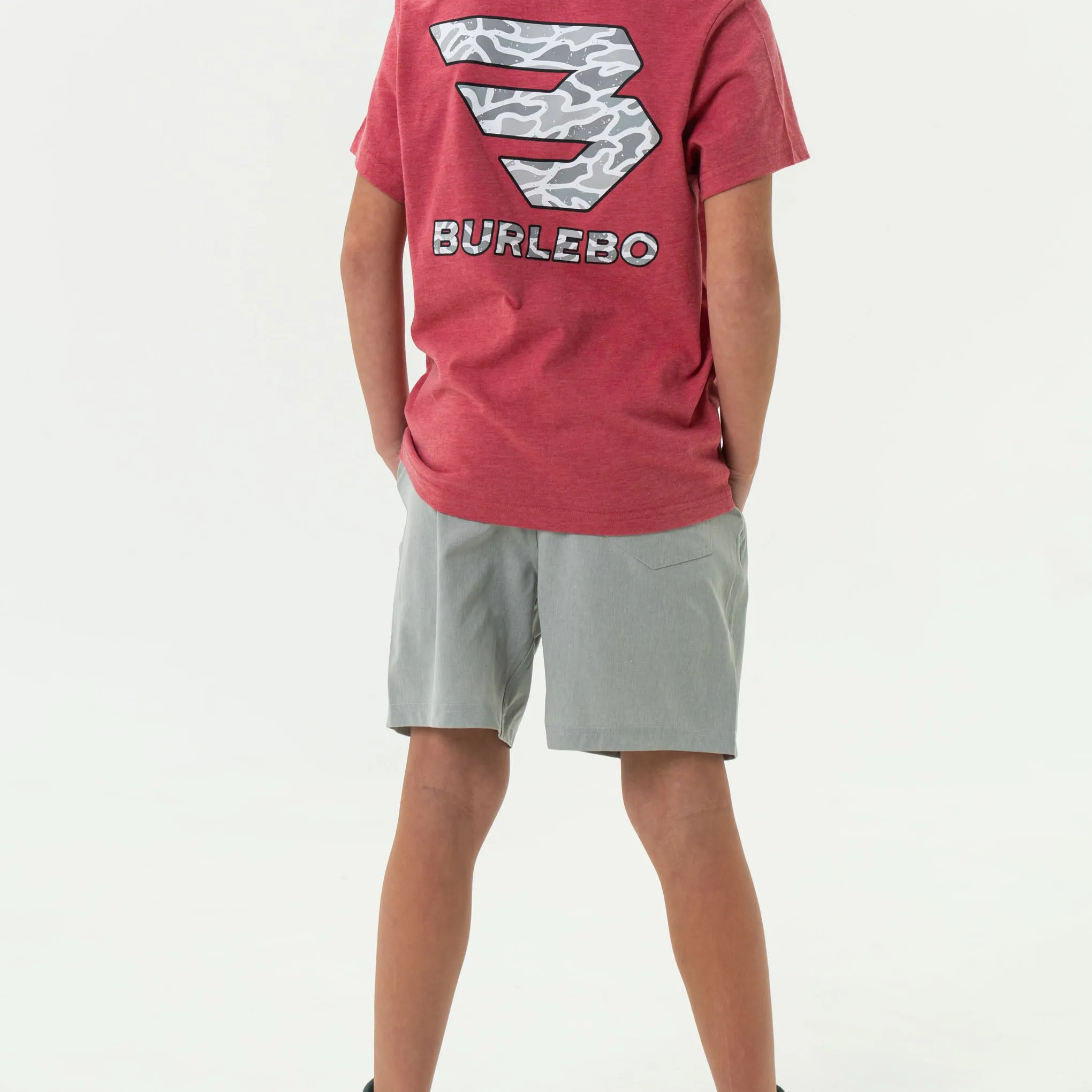 Youth Athletic Short - Light Grey - Grey Aztec high stretch