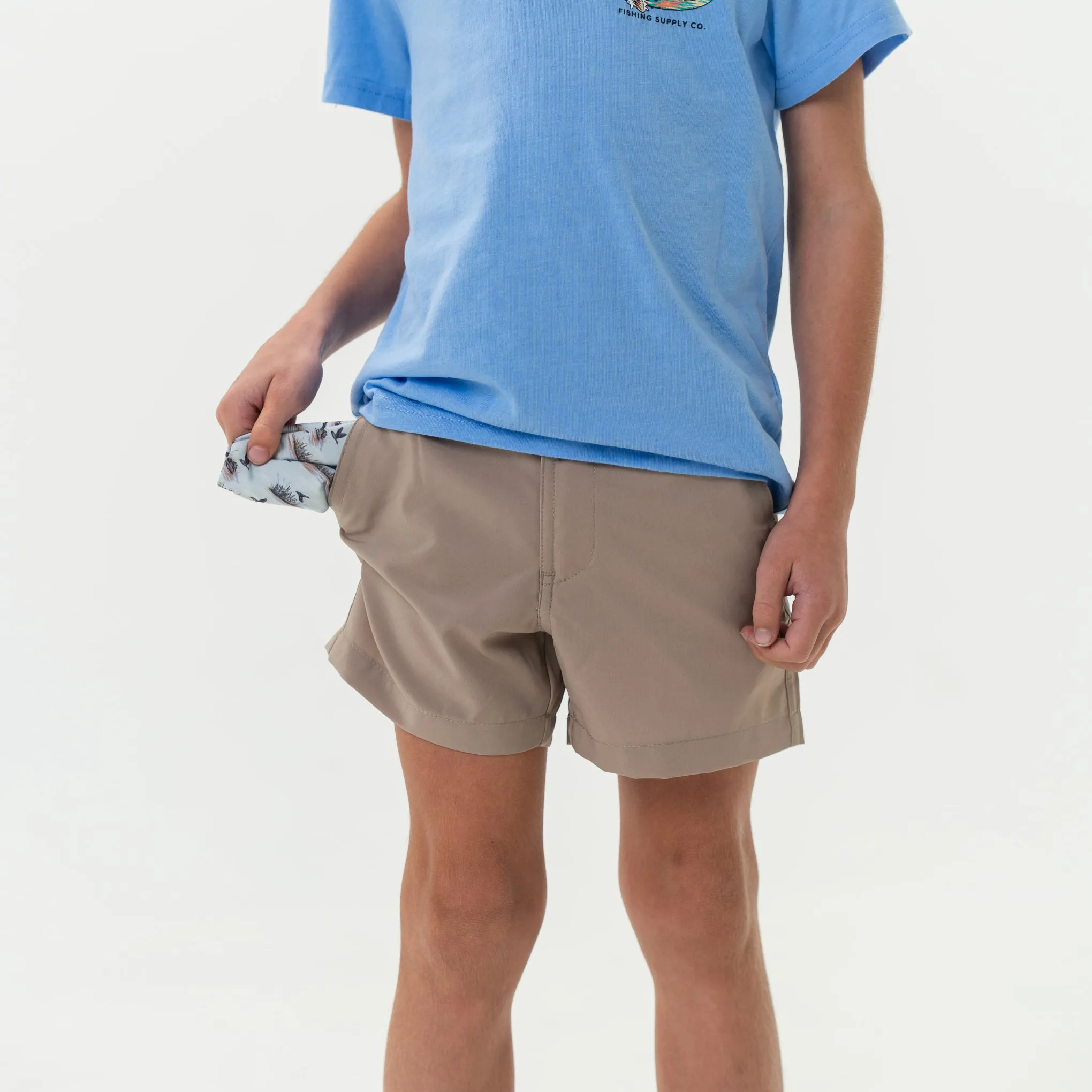 Youth Everyday Short - Cobblestone Khaki - Duck Hunt Pocket sun protect wear