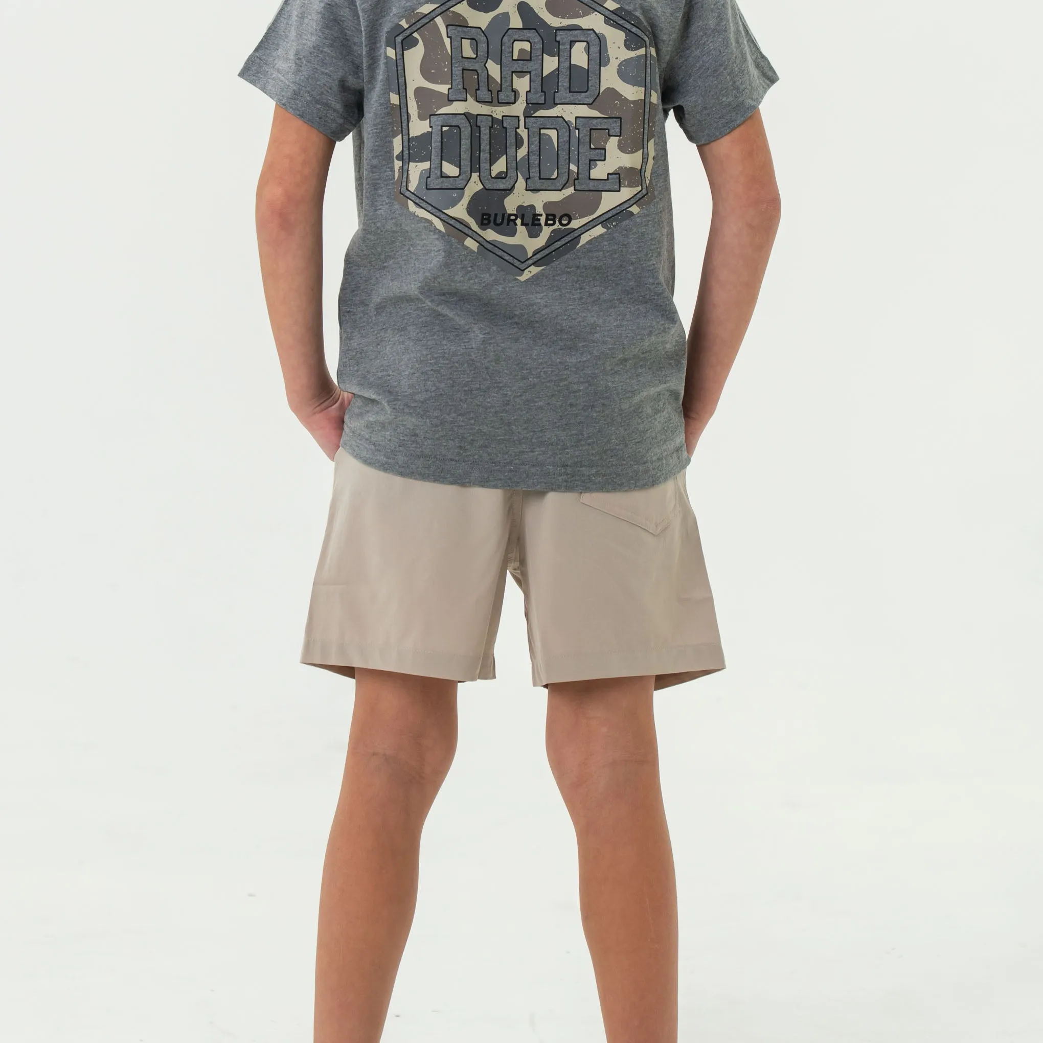 Youth Everyday Short - Light Khaki - American Flag Pocket sport match
