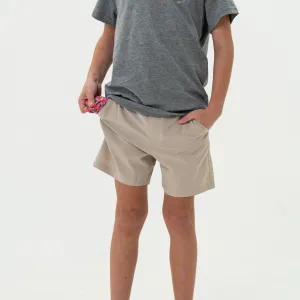Youth Everyday Short - Light Khaki - American Flag Pocket couple style