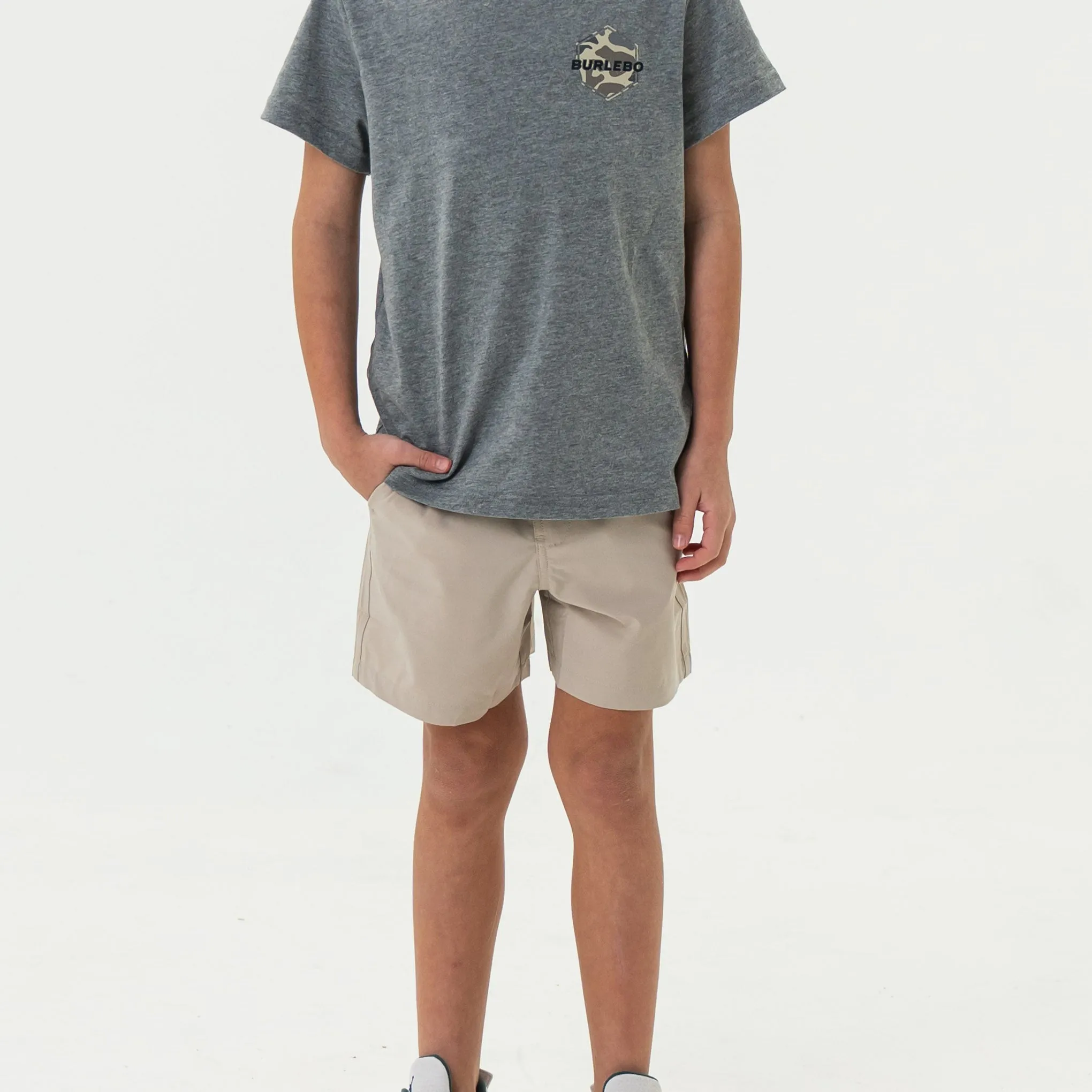 Youth Everyday Short - Light Khaki - American Flag Pocket color options