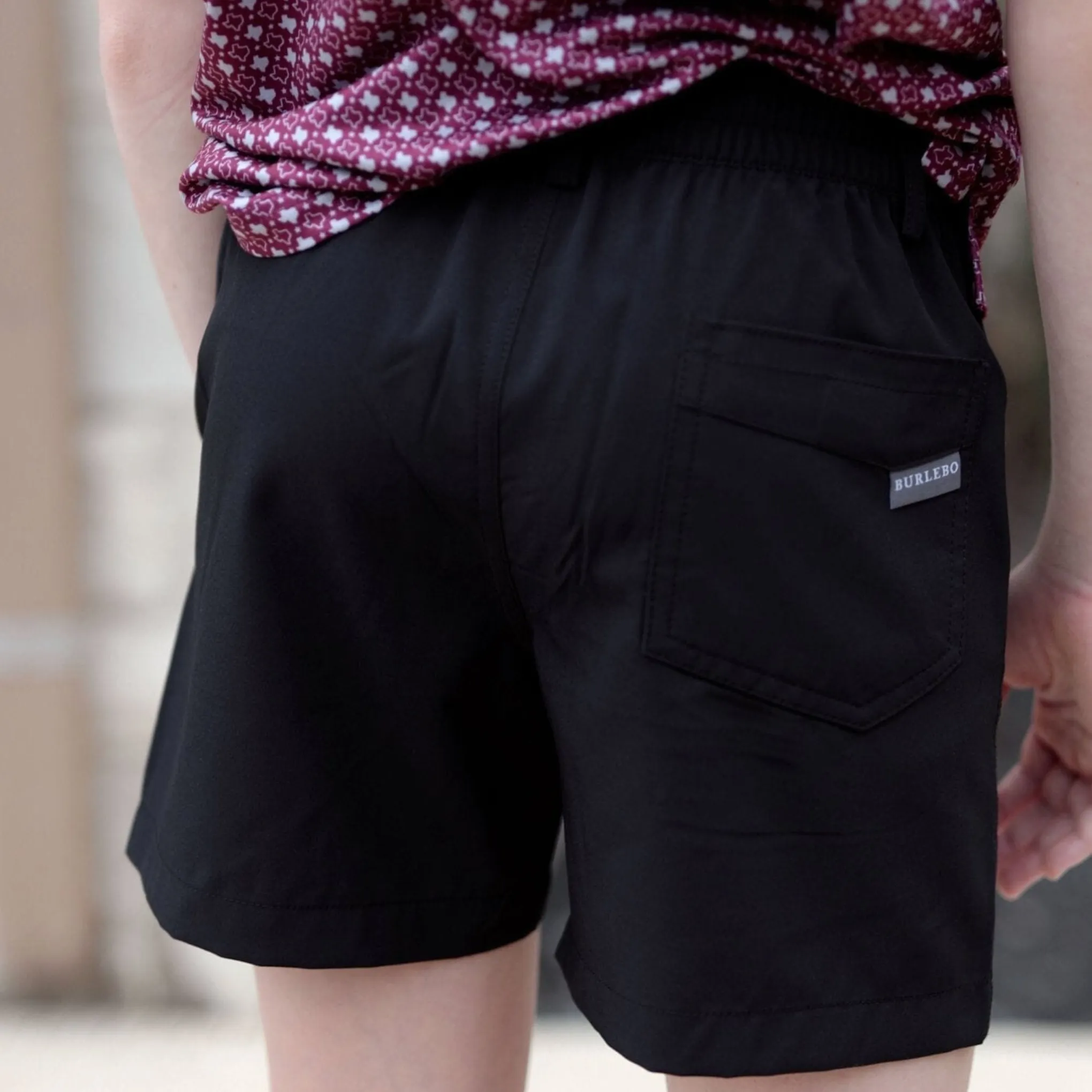 Youth Everyday Short - Matte Black - Throwback Camo Pocket parent match