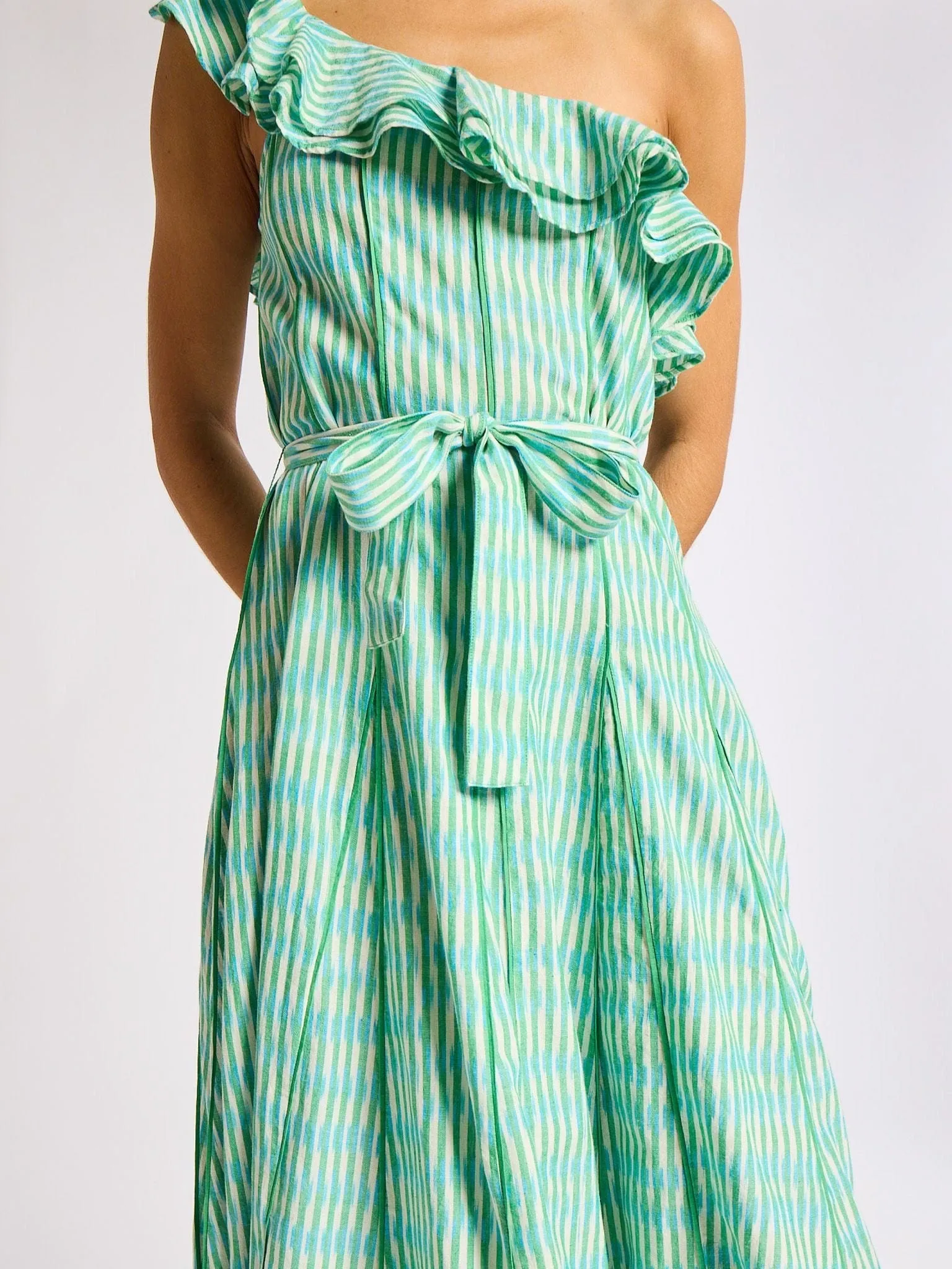 Yvonne Dress in Green & Blue Ikat casual chic